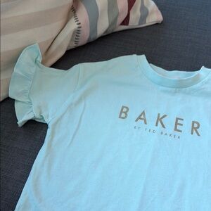 Baker by Ted Baker Mint Green Ruffle Sleeve Logo Tee